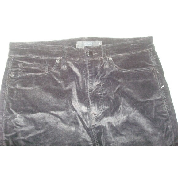 New Womens Designer Hudson Jeans 26 Black Silver NWT $225 Velvet Crop Pants High - Picture 4 of 7